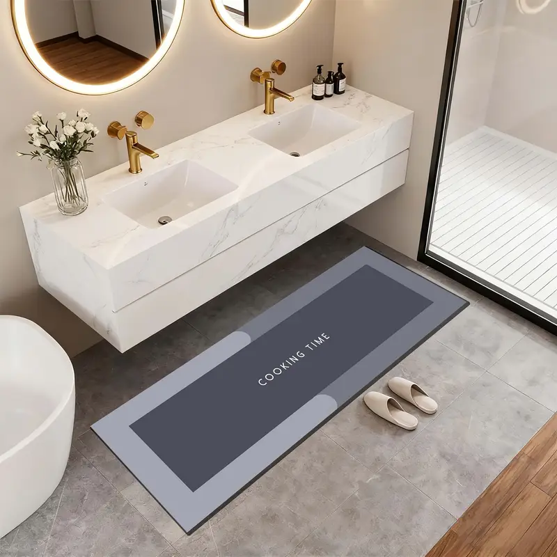 Rubber Floor Mat with Runner Geometric Pattern